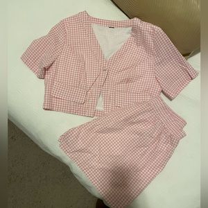 Pink Gingham Matching Set